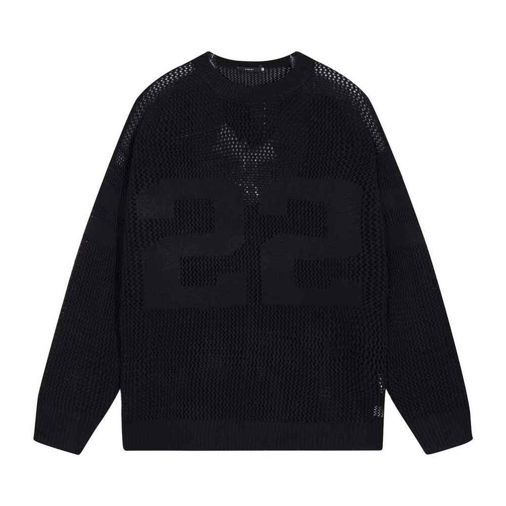 Amiri Black Mesh Knit Crew Neck Sweater Big 22 & AMIRI Graphic